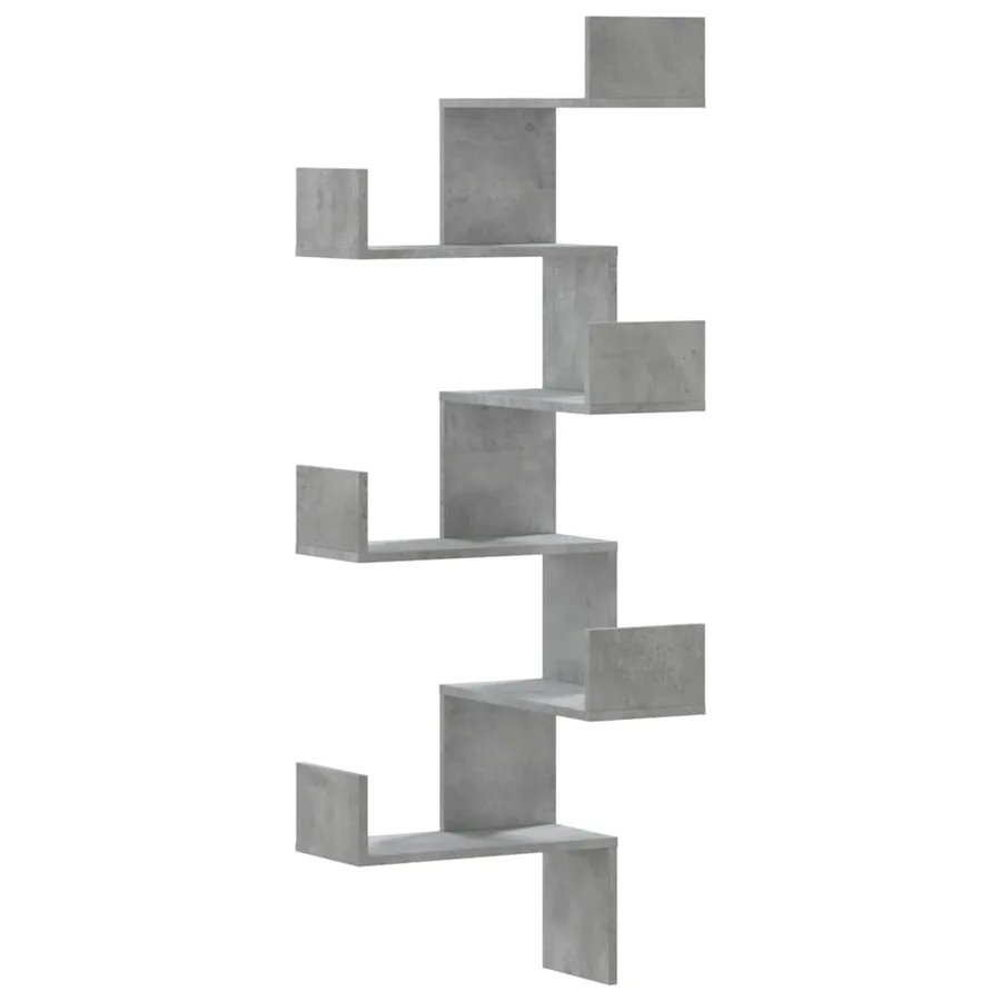 Étagère murale d'angle gris béton 45x45x147cm bois d'ingénierie - 2