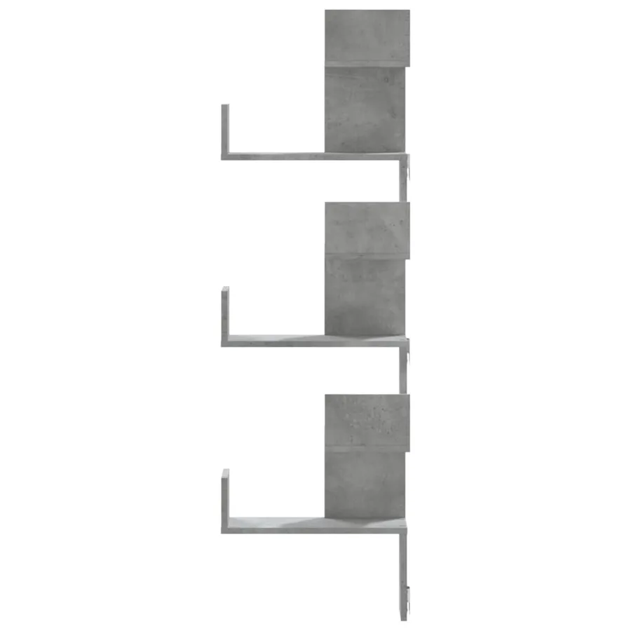Étagère murale d'angle gris béton 45x45x147cm bois d'ingénierie - 4