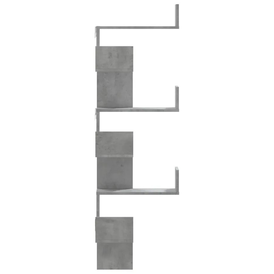 Étagère murale d'angle gris béton 45x45x147cm bois d'ingénierie - 5