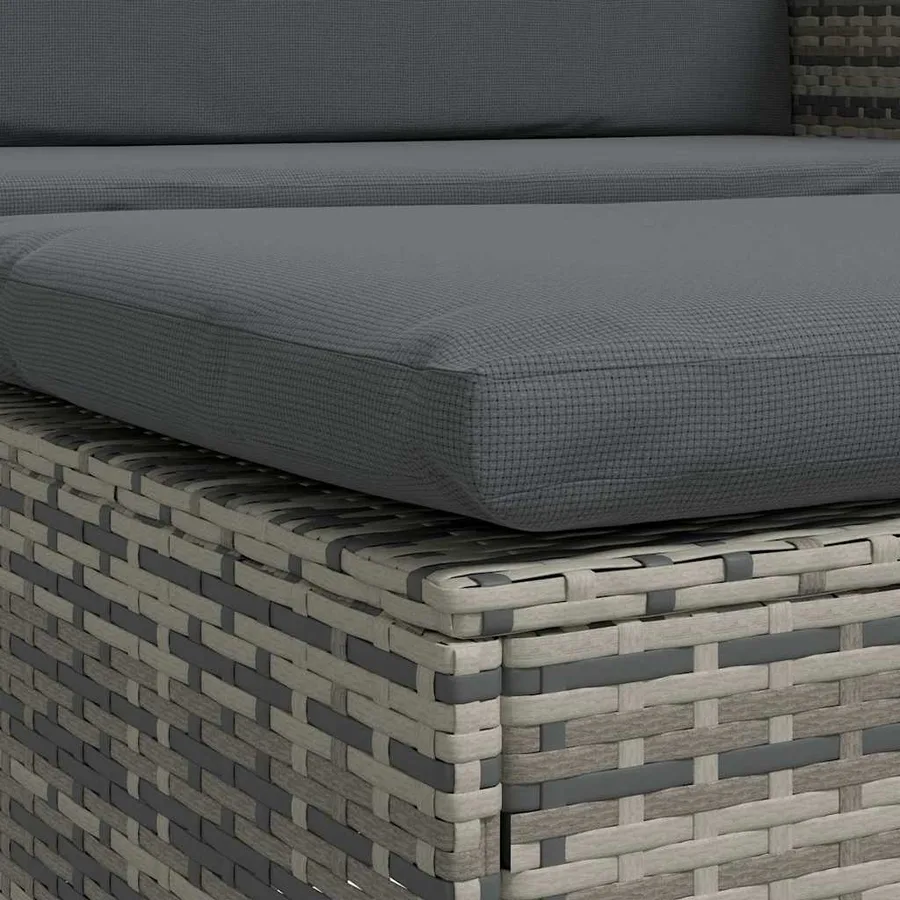 Salon de jardin 2 pcs avec coussins Résine tressée Gris - 10