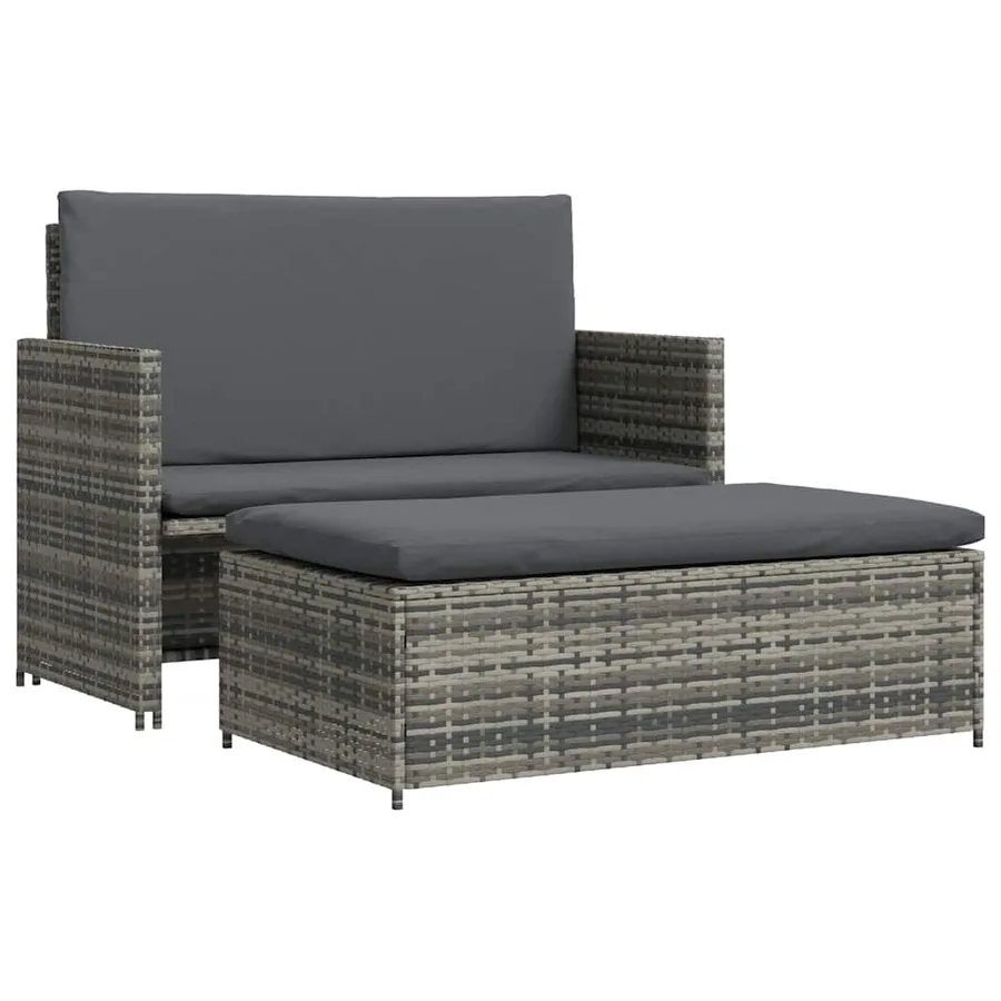 Salon de jardin 2 pcs avec coussins Résine tressée Gris - 2