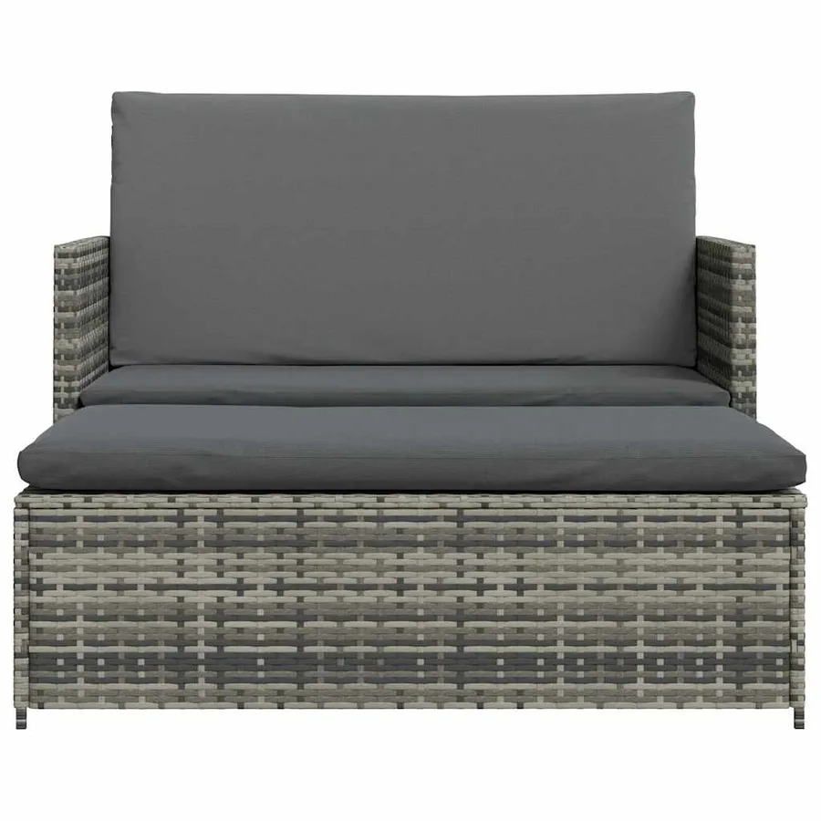 Salon de jardin 2 pcs avec coussins Résine tressée Gris - 3