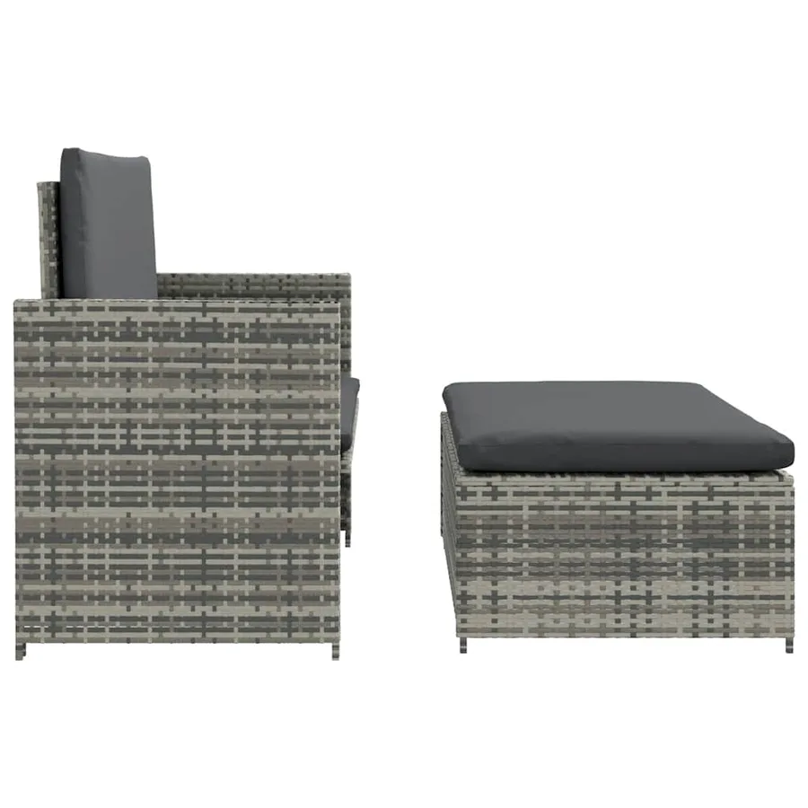 Salon de jardin 2 pcs avec coussins Résine tressée Gris - 4