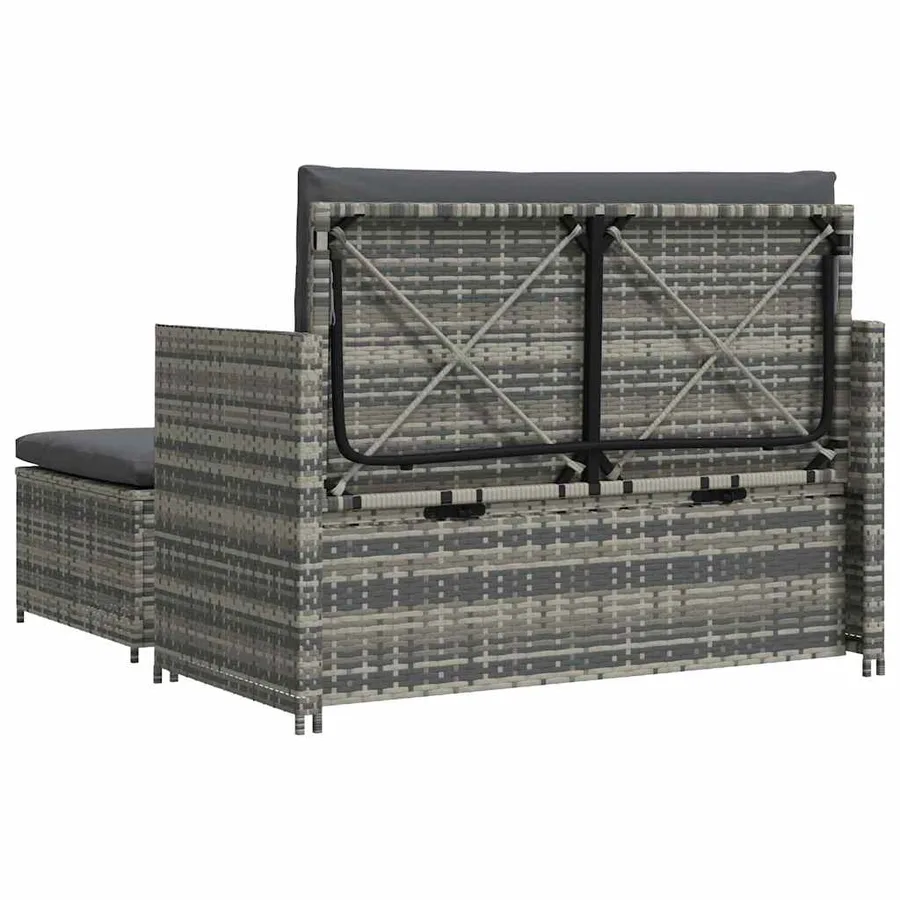 Salon de jardin 2 pcs avec coussins Résine tressée Gris - 5