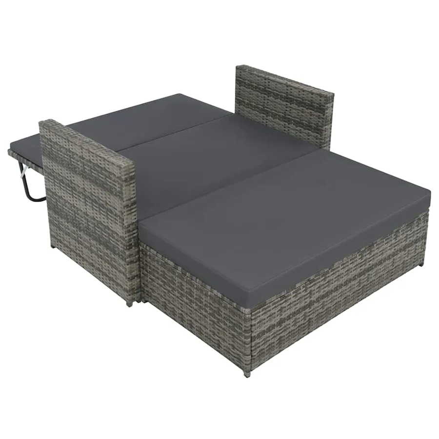Salon de jardin 2 pcs avec coussins Résine tressée Gris - 6