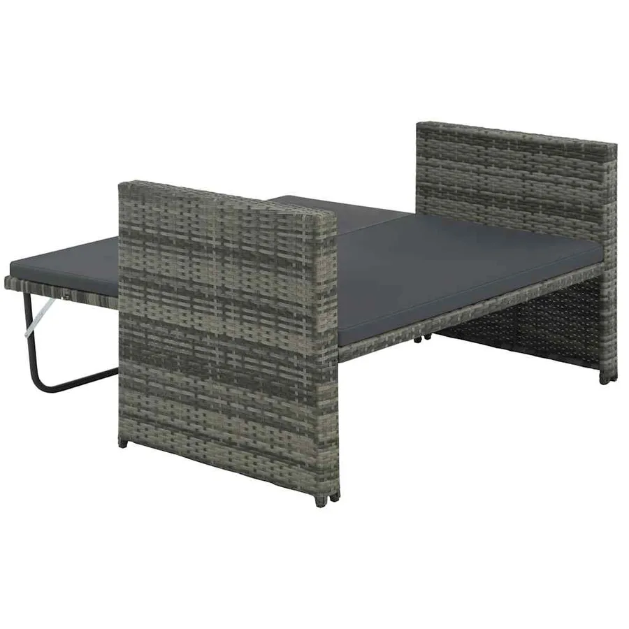 Salon de jardin 2 pcs avec coussins Résine tressée Gris - 7