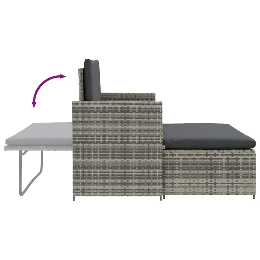 Salon de jardin 2 pcs avec coussins Résine tressée Gris - 8