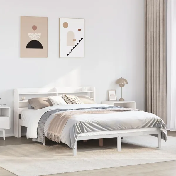 Cadre de lit sans matelas blanc 120x200 cm bois de pin massif