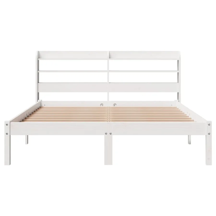 Cadre de lit sans matelas blanc 120x200 cm bois de pin massif - 4