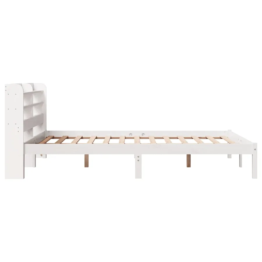 Cadre de lit sans matelas blanc 120x200 cm bois de pin massif - 5