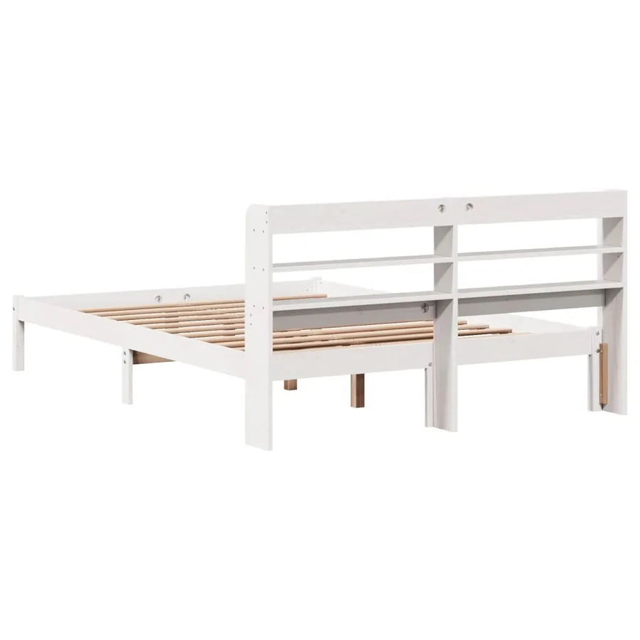 Cadre de lit sans matelas blanc 120x200 cm bois de pin massif - 6