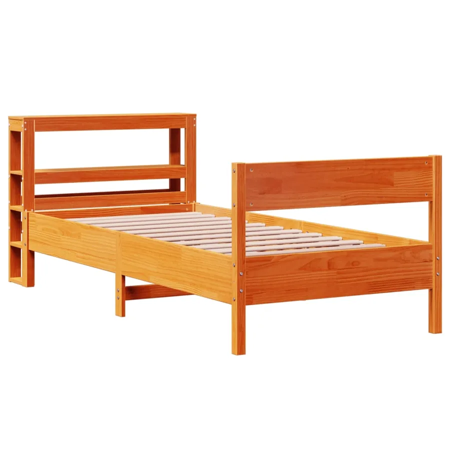 Cadre de lit sans matelas cire marron 75x190 cm bois pin massif - 3