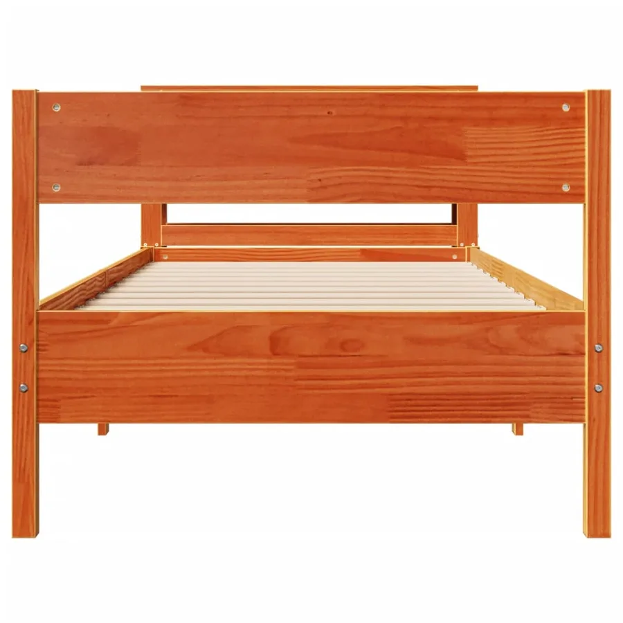 Cadre de lit sans matelas cire marron 75x190 cm bois pin massif - 4