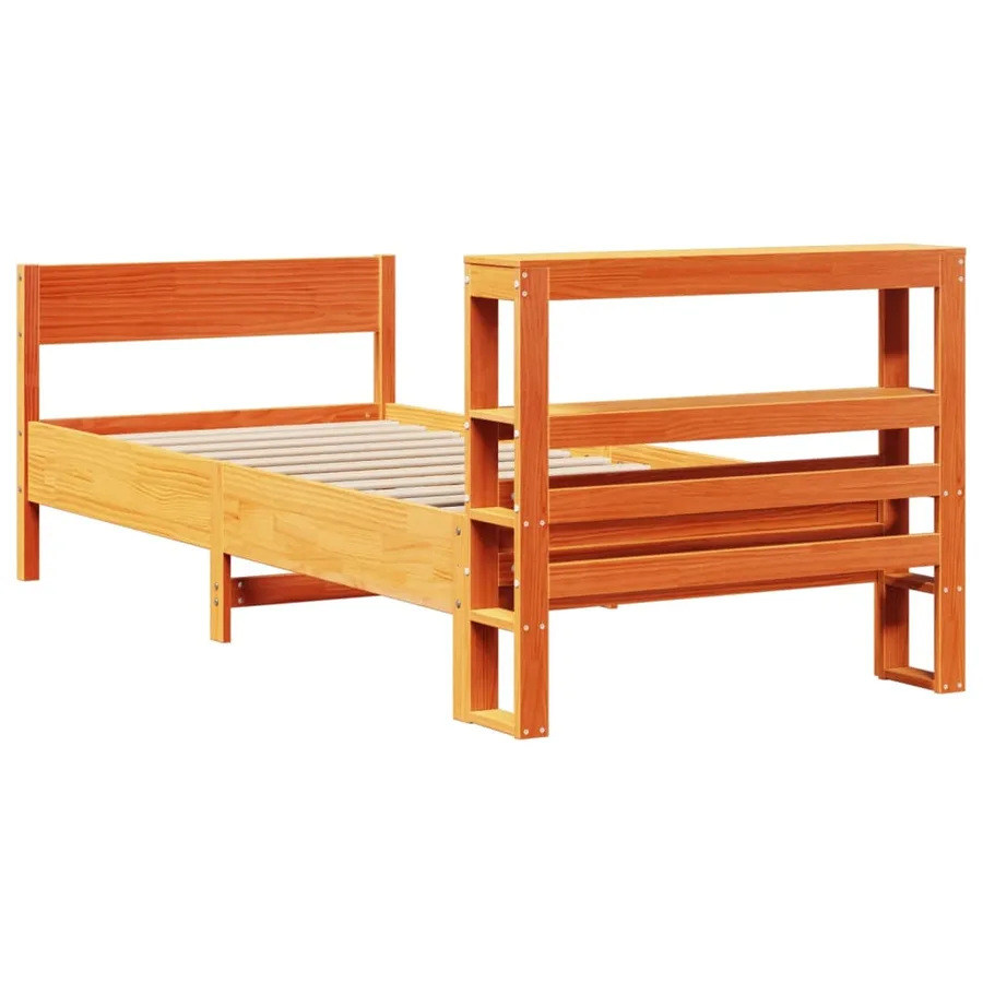 Cadre de lit sans matelas cire marron 75x190 cm bois pin massif - 6