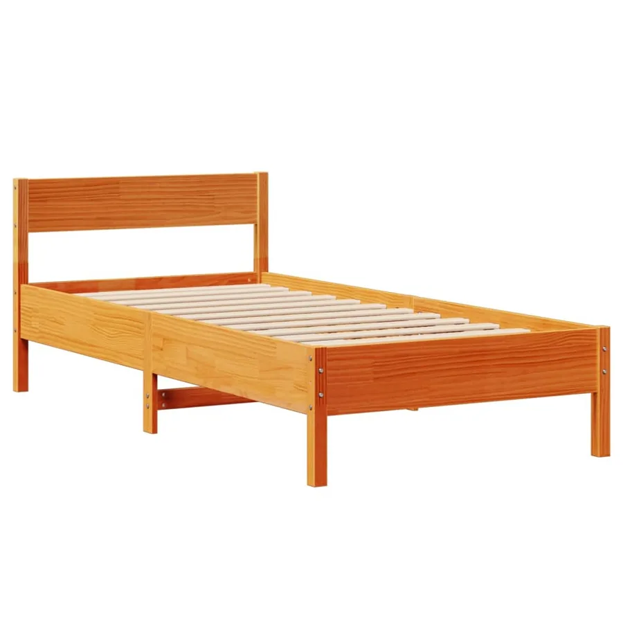 Cadre de lit sans matelas cire marron 75x190 cm bois pin massif - 7