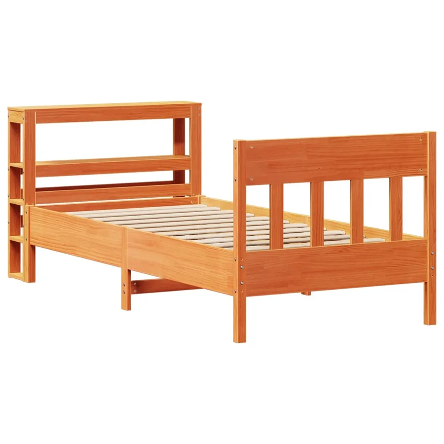 Cadre de lit sans matelas cire marron 75x190 cm bois pin massif - 3