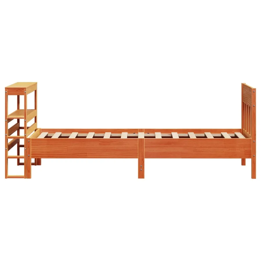 Cadre de lit sans matelas cire marron 75x190 cm bois pin massif - 5