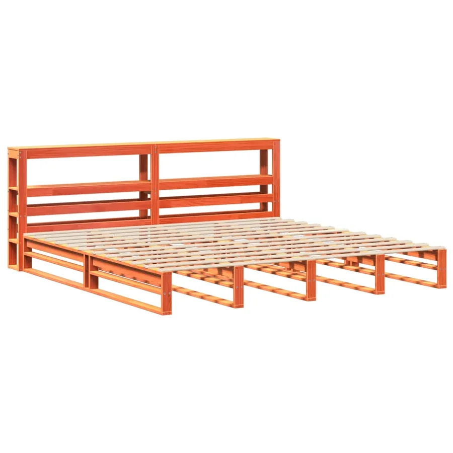 Cadre de lit sans matelas cire marron 200x200cm bois pin massif - 3