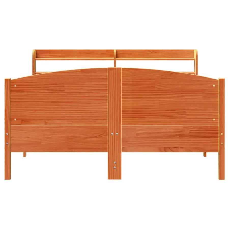 Cadre de lit sans matelas cire marron 120x190cm bois pin massif - 4