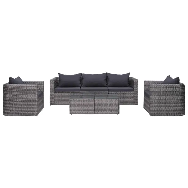 Garden lounge set 6 pcs and cushions and pillows Poly rattan
