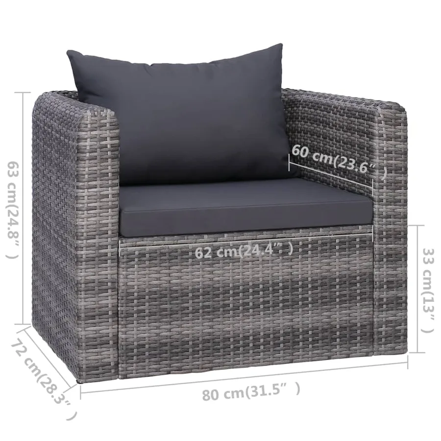 Salon de jardin 6 pcs et coussins et oreillers Résine tressée - 10