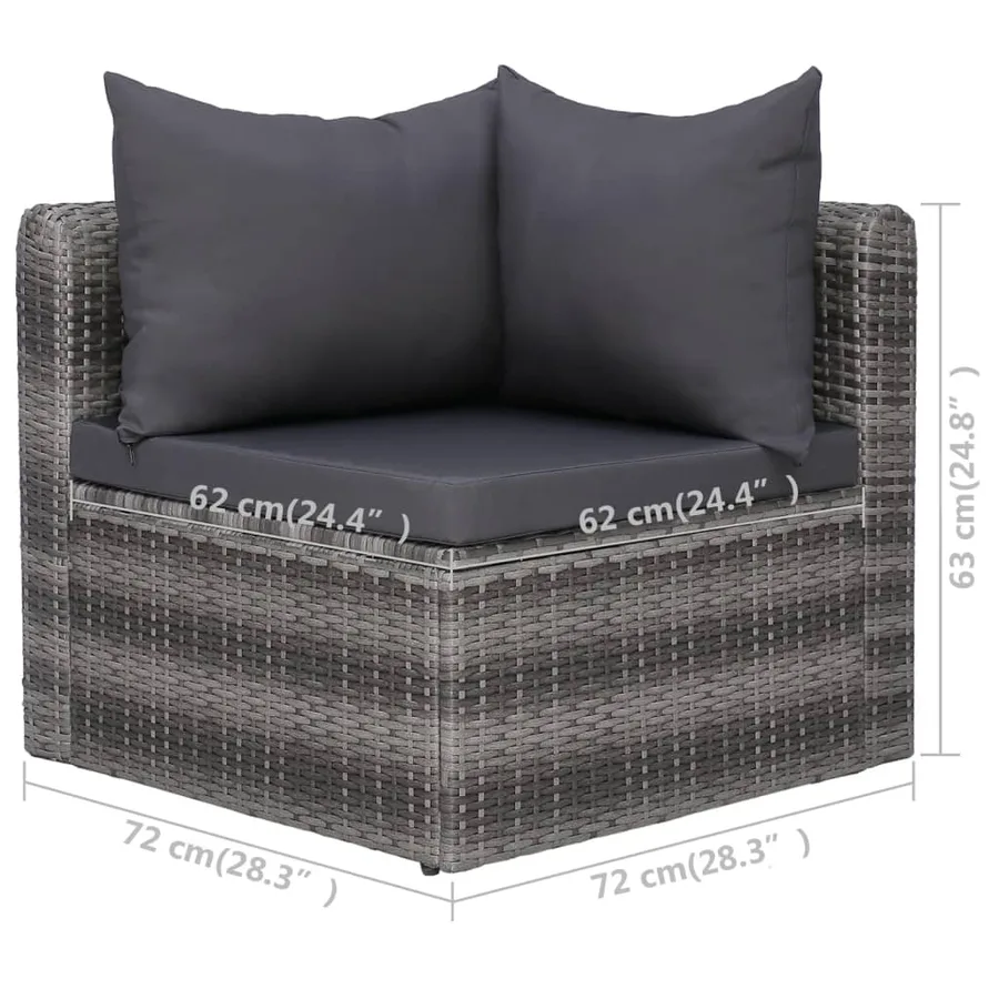 Salon de jardin 6 pcs et coussins et oreillers Résine tressée - 11