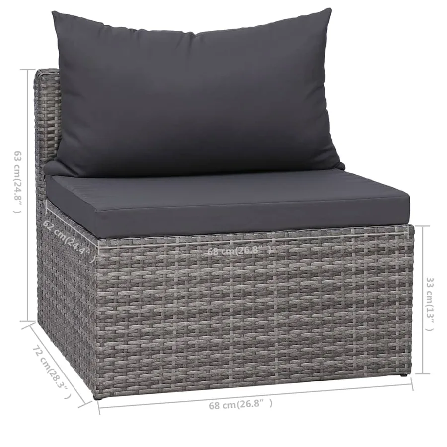 Salon de jardin 6 pcs et coussins et oreillers Résine tressée - 12
