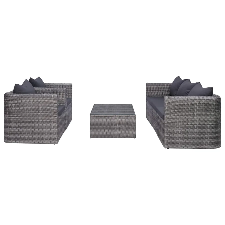 Salon de jardin 6 pcs et coussins et oreillers Résine tressée - 2