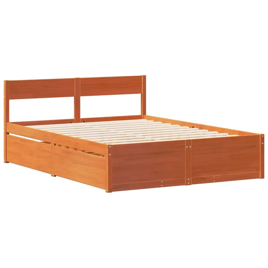 Cadre de lit sans matelas cire marron 120x200cm bois pin massif - 5