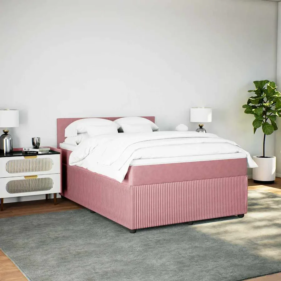 Sommier à lattes de lit avec matelas Rose 160x200 cm Velours - 4