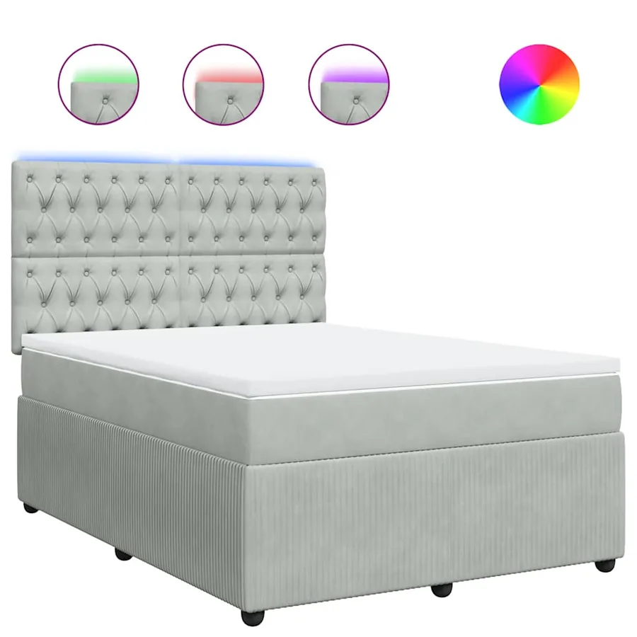 Sommier à lattes de lit et matelas Gris clair 160x200cm Velours - 2