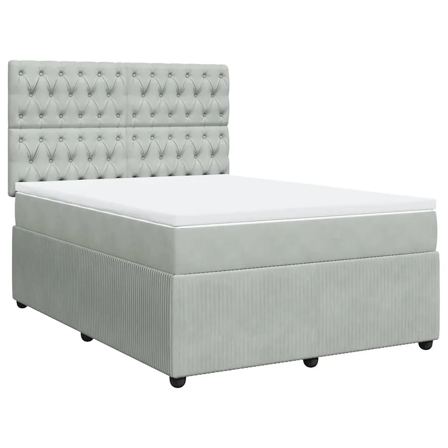 Sommier à lattes de lit et matelas Gris clair 160x200cm Velours - 3