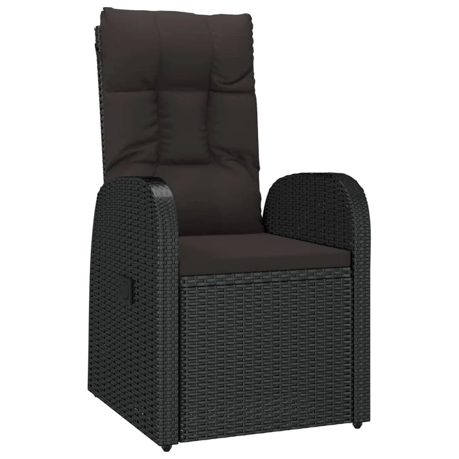 Chaise inclinable de jardin 2pc et coussins Résine tressée Noir - 3