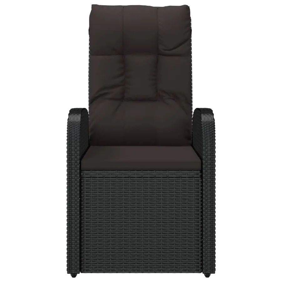 Chaise inclinable de jardin 2pc et coussins Résine tressée Noir - 4