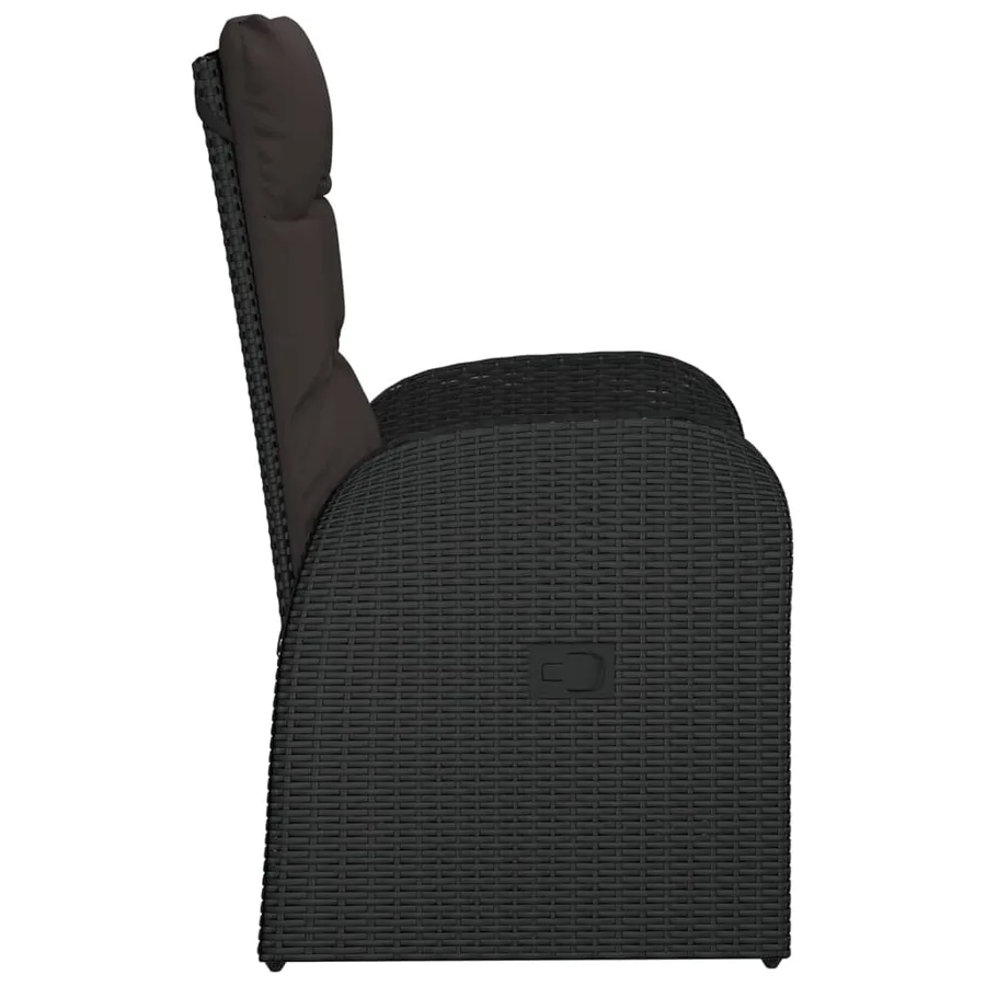 Chaise inclinable de jardin 2pc et coussins Résine tressée Noir - 5