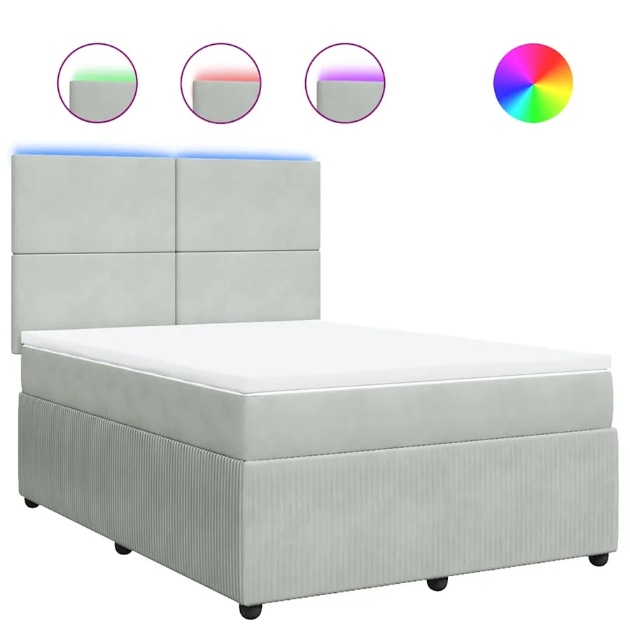 Sommier à lattes de lit et matelas Gris clair 160x200cm Velours - 2