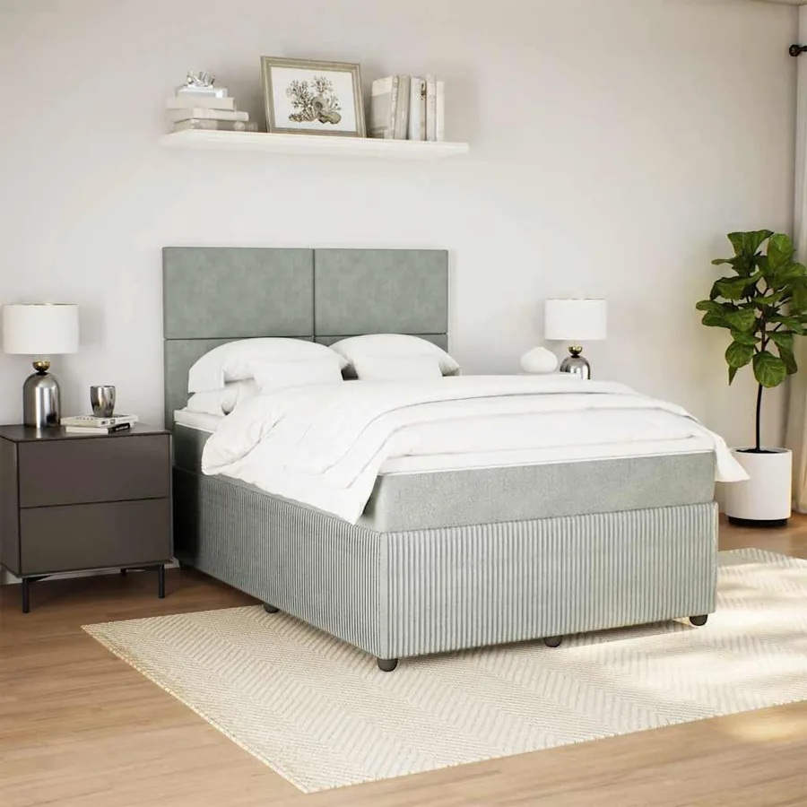 Sommier à lattes de lit et matelas Gris clair 160x200cm Velours - 4