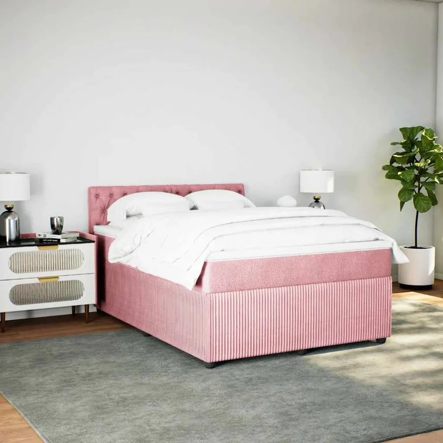 Sommier à lattes de lit avec matelas Rose 160x200 cm Velours - 4