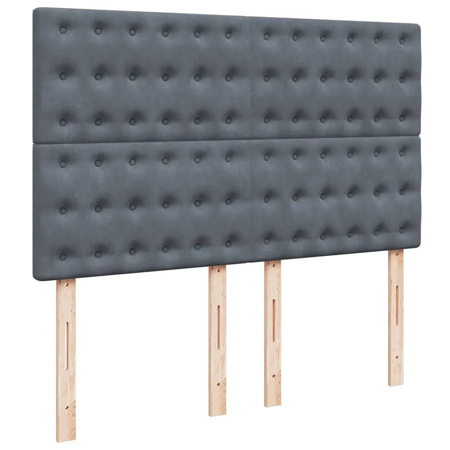 Sommier à lattes de lit et matelas Gris foncé 160x200cm Velours - 12