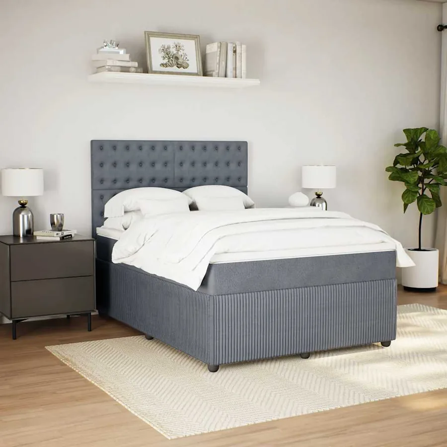 Sommier à lattes de lit et matelas Gris foncé 160x200cm Velours - 4
