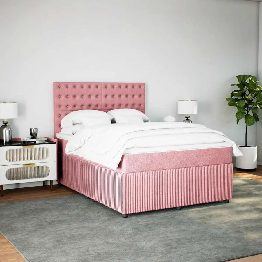 Sommier à lattes de lit avec matelas Rose 160x200 cm Velours - 3