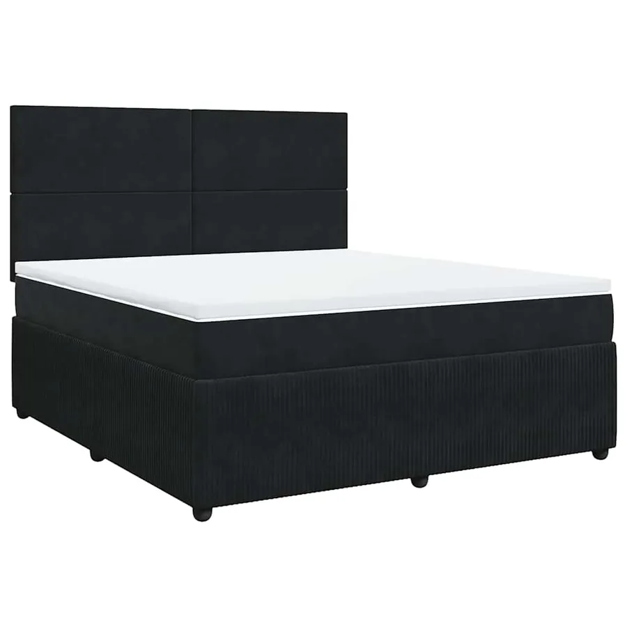 Sommier à lattes de lit avec matelas Noir 180x200 cm Velours - 2