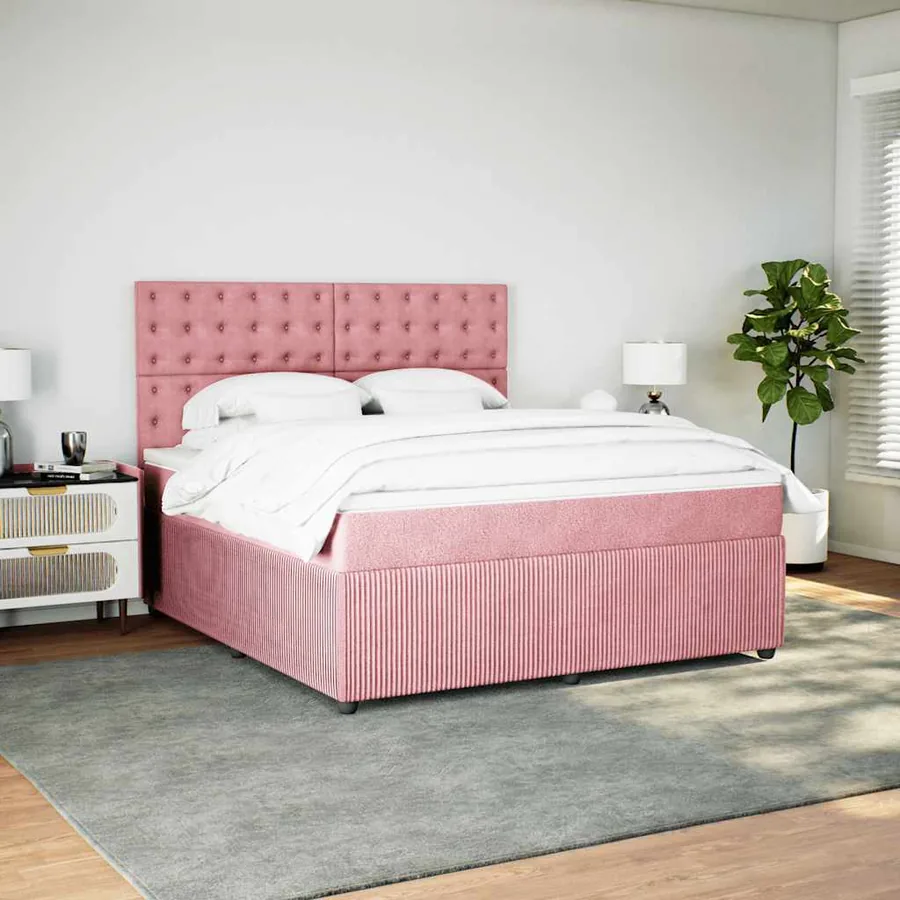 Sommier à lattes de lit avec matelas Rose 180x200 cm Velours - 3