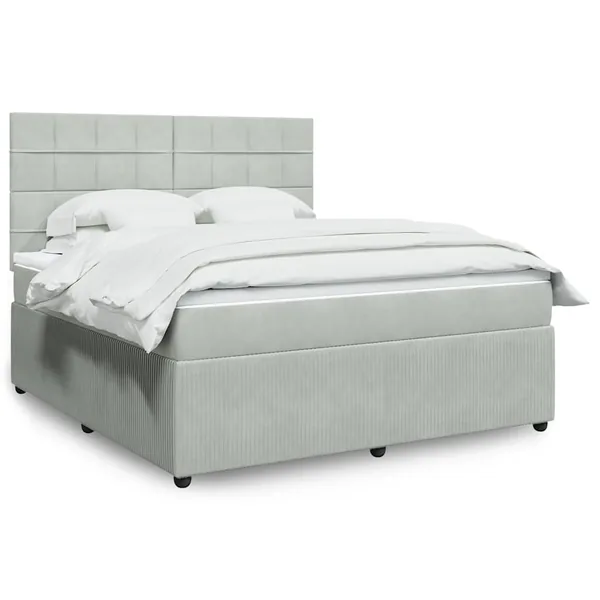 Sommier à lattes de lit et matelas Gris clair 180x200cm Velours
