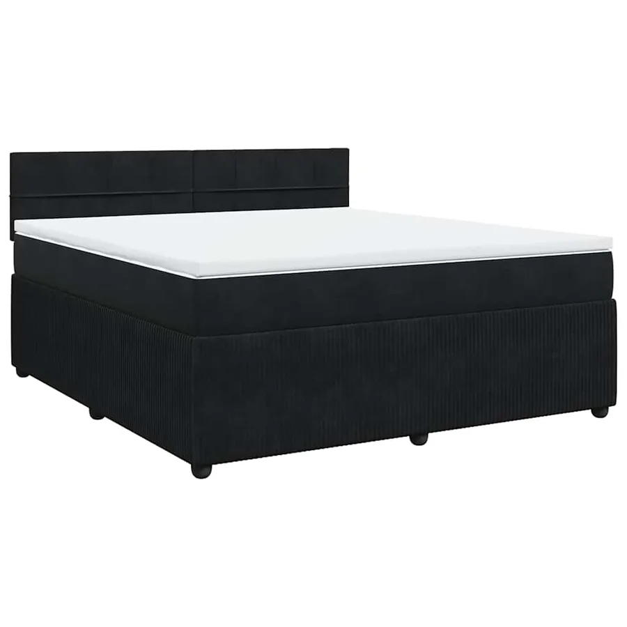 Sommier à lattes de lit avec matelas Noir 180x200 cm Velours - 2
