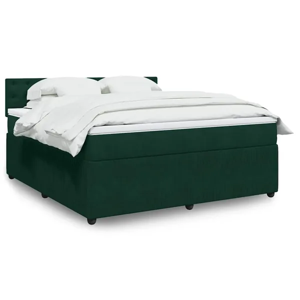 Sommier à lattes de lit et matelas Vert foncé 180x200cm Velours