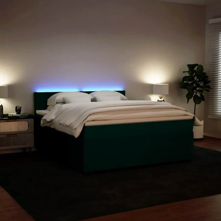 Sommier à lattes de lit et matelas Vert foncé 180x200cm Velours - 5