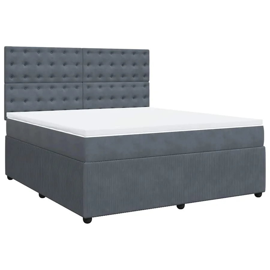 Sommier à lattes de lit et matelas Gris foncé 180x200cm Velours - 3
