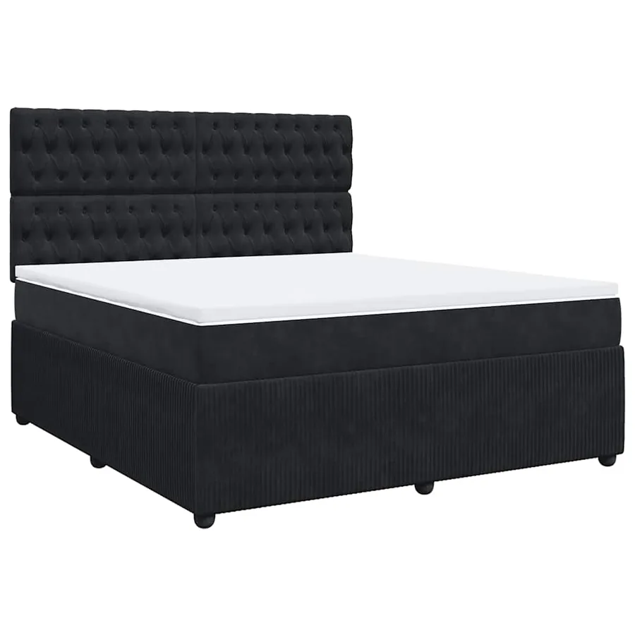 Sommier à lattes de lit avec matelas Noir 180x200 cm Velours - 2