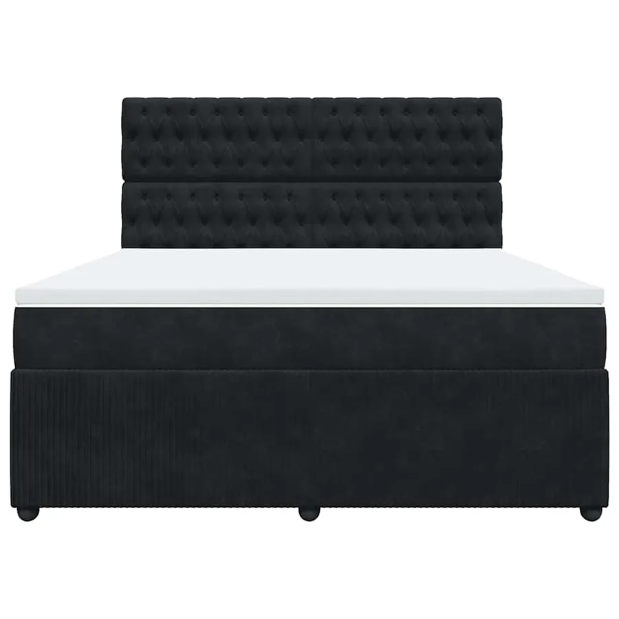 Sommier à lattes de lit avec matelas Noir 180x200 cm Velours - 4